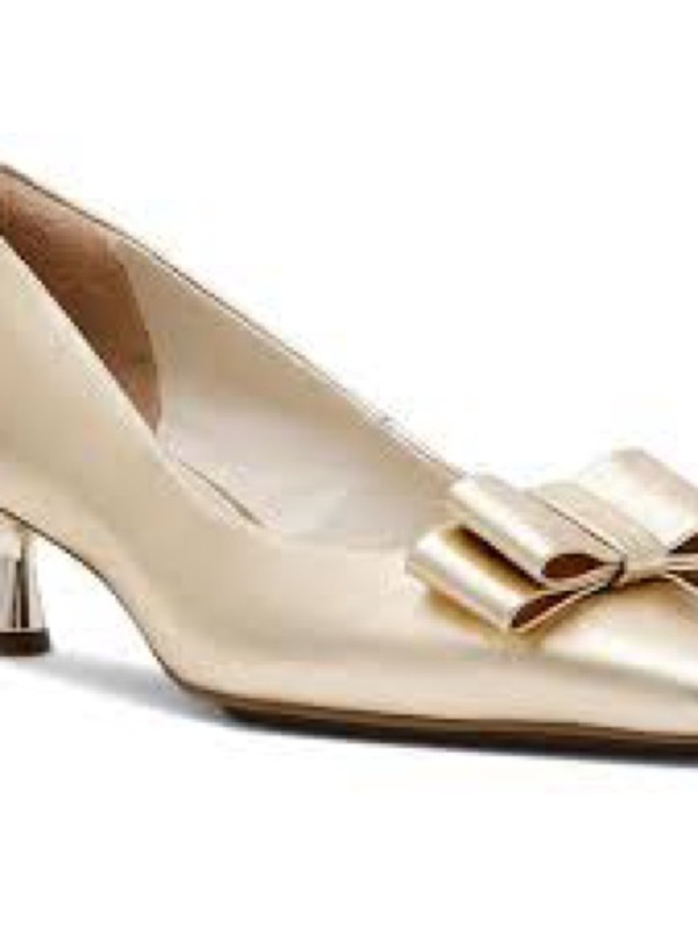 Anne Klein Iflex Gold Satin Bow Mid-Heel Pumps Size 9.5